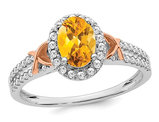 1.00 Carat (ctw) Citrine Ring in 14K White Gold with Diamonds